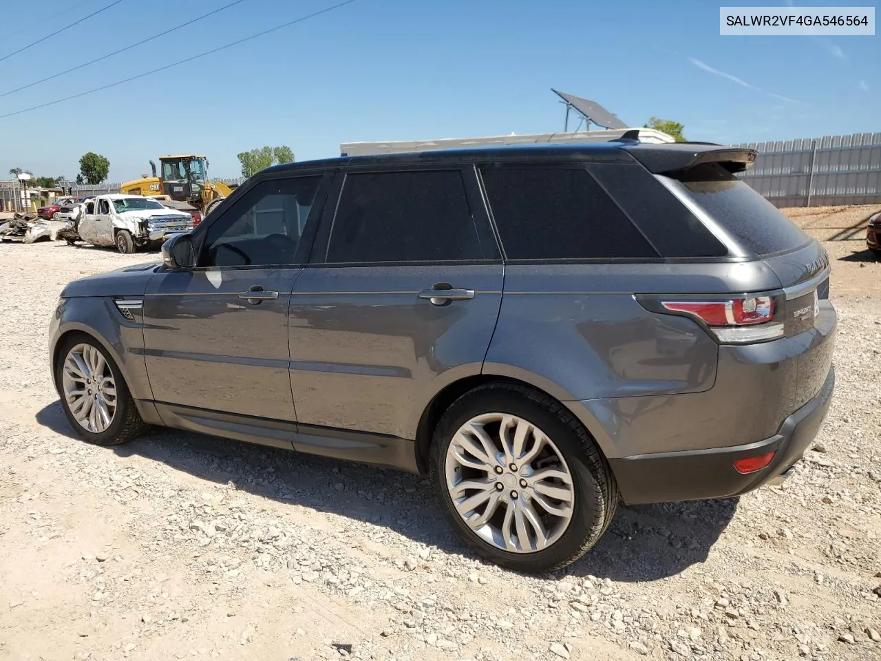 2016 Land Rover Range Rover Sport Hse VIN: SALWR2VF4GA546564 Lot: 70723634