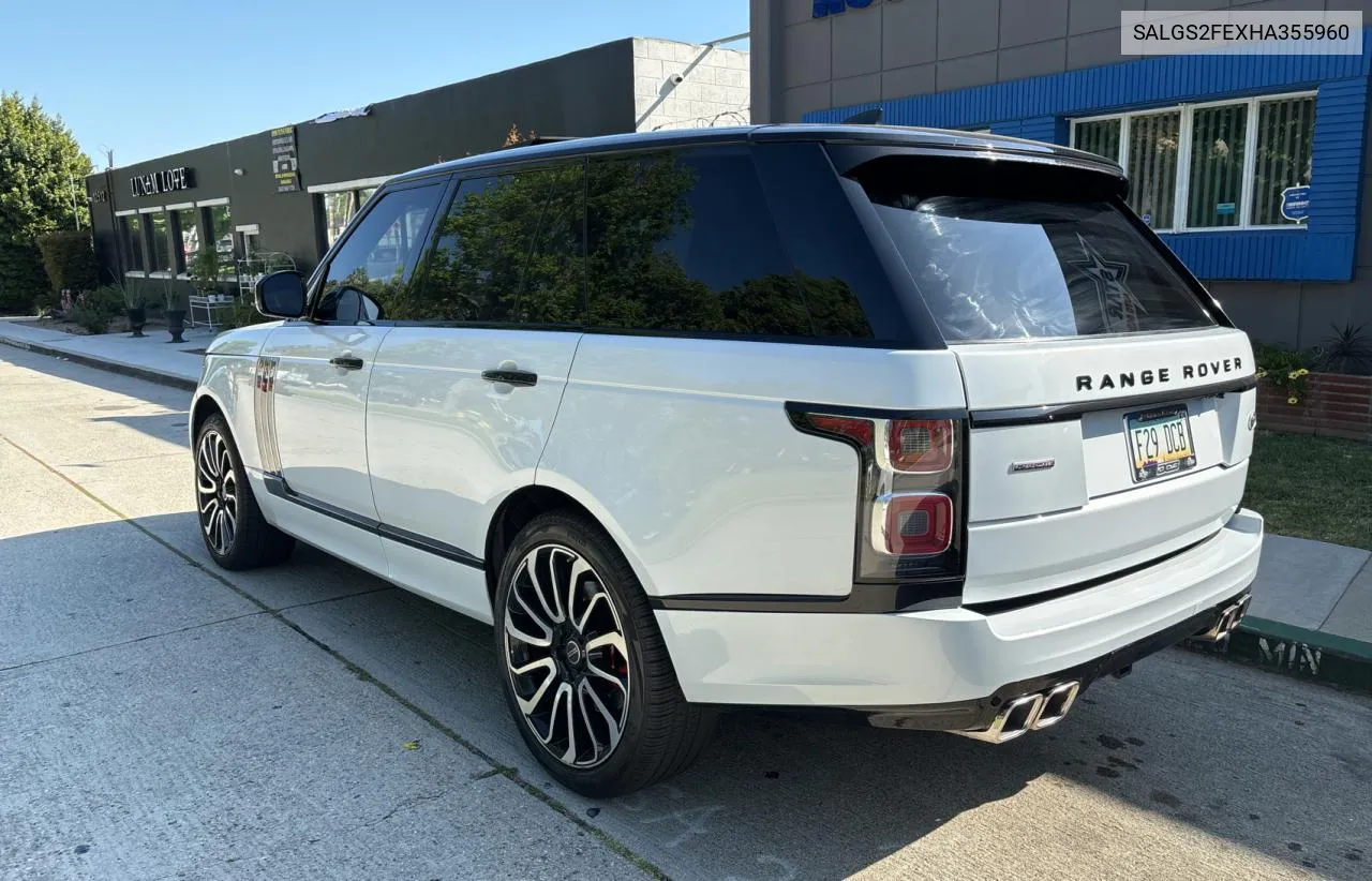 2017 Land Rover Range Rover Supercharged VIN: SALGS2FEXHA355960 Lot: 56969634