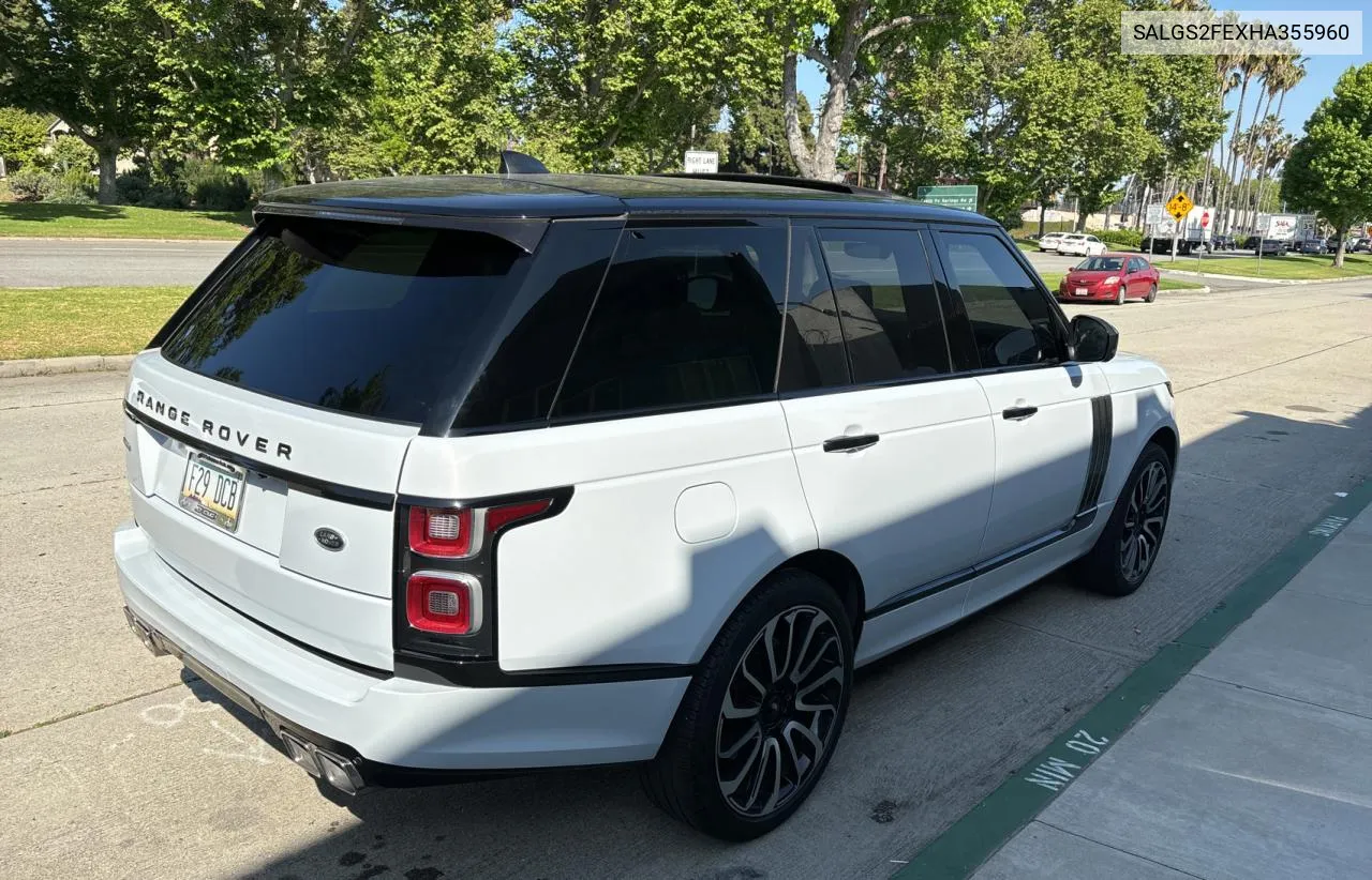 2017 Land Rover Range Rover Supercharged VIN: SALGS2FEXHA355960 Lot: 56969634