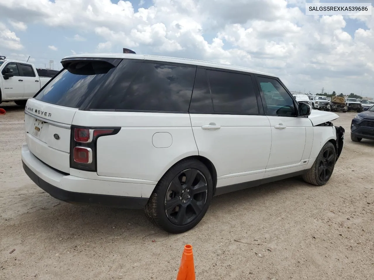 2019 Land Rover Range Rover Supercharged VIN: SALGS5REXKA539686 Lot: 56186364