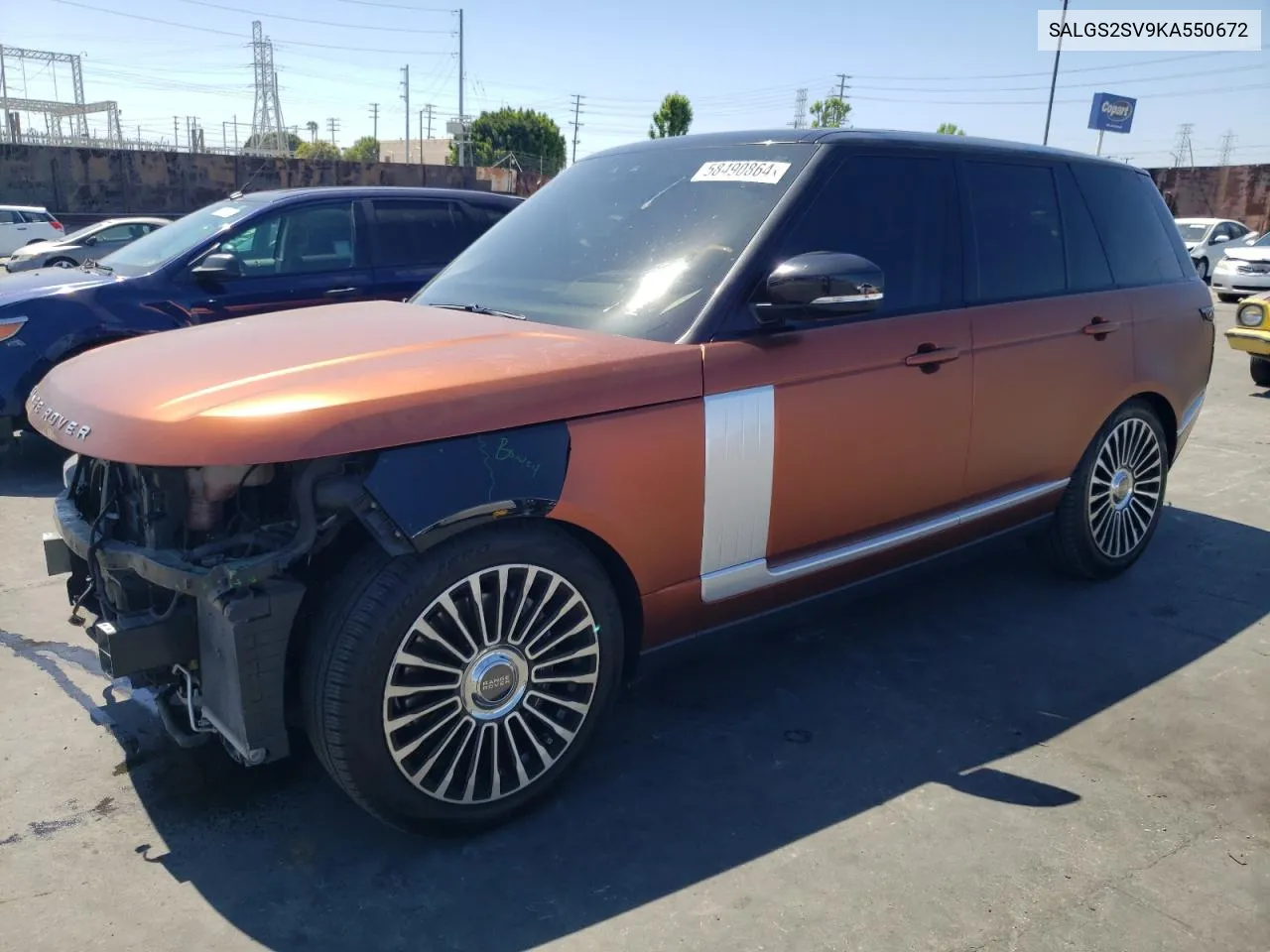 2019 Land Rover Range Rover Hse VIN: SALGS2SV9KA550672 Lot: 58490864