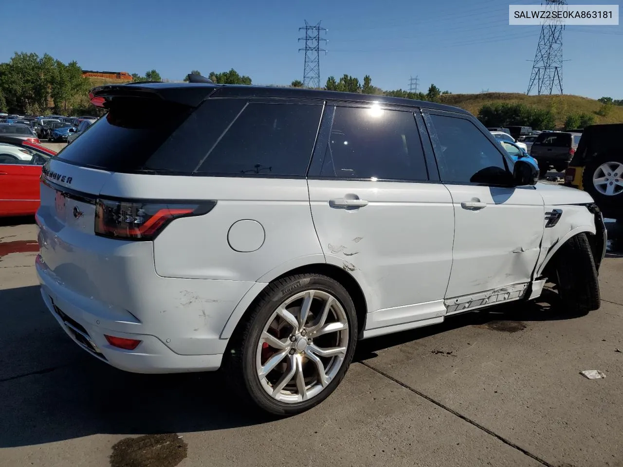 2019 Land Rover Range Rover Sport Svr VIN: SALWZ2SE0KA863181 Lot: 70410284