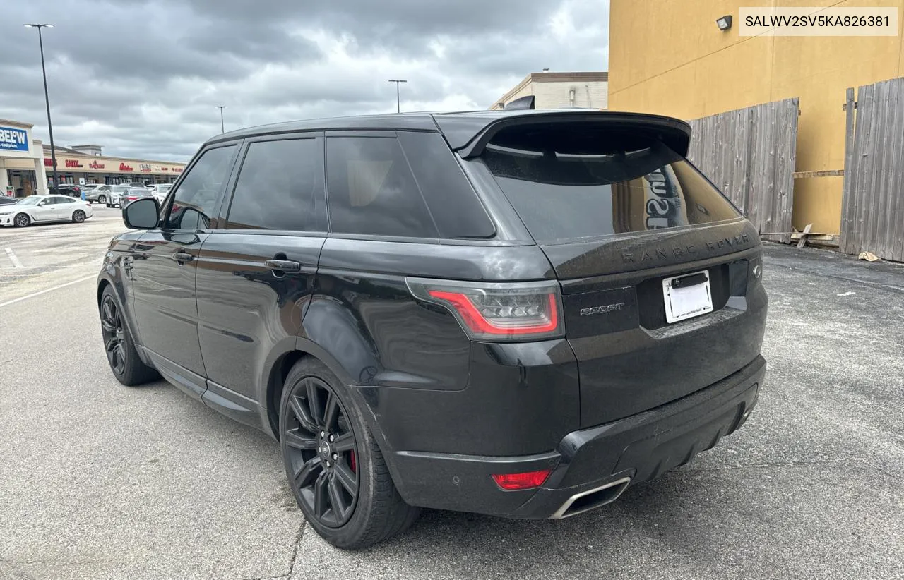 2019 Land Rover Range Rover Sport Hse Dynamic VIN: SALWV2SV5KA826381 Lot: 70808994