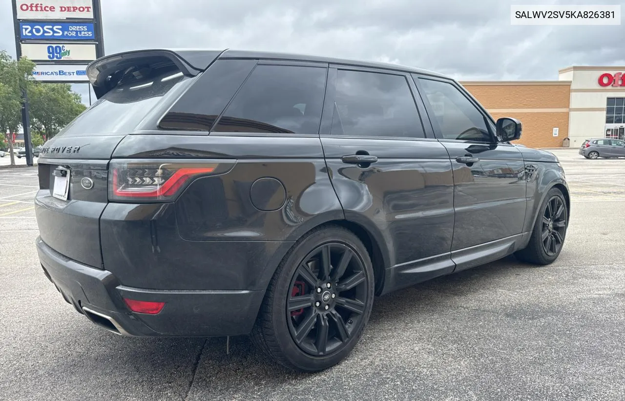 2019 Land Rover Range Rover Sport Hse Dynamic VIN: SALWV2SV5KA826381 Lot: 70808994