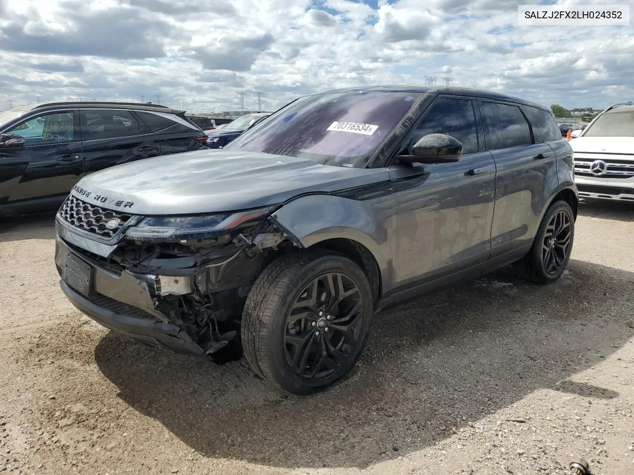 2020 Land Rover Range Rover Evoque S VIN: SALZJ2FX2LH024352 Lot: 70316534