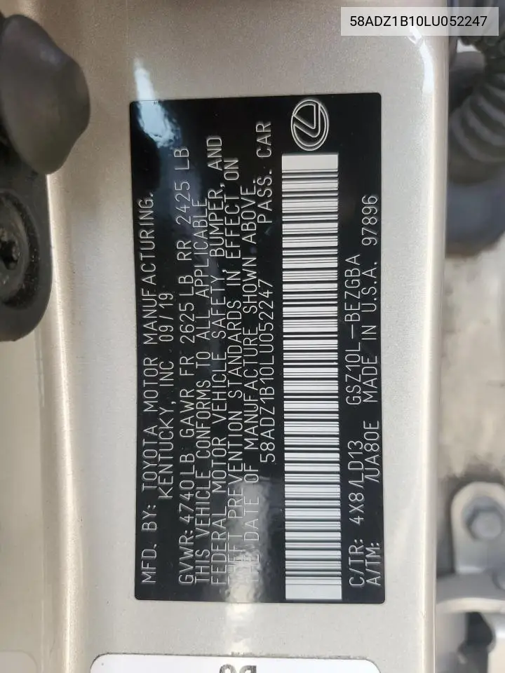 58ADZ1B10LU052247 2020 Lexus Es 350