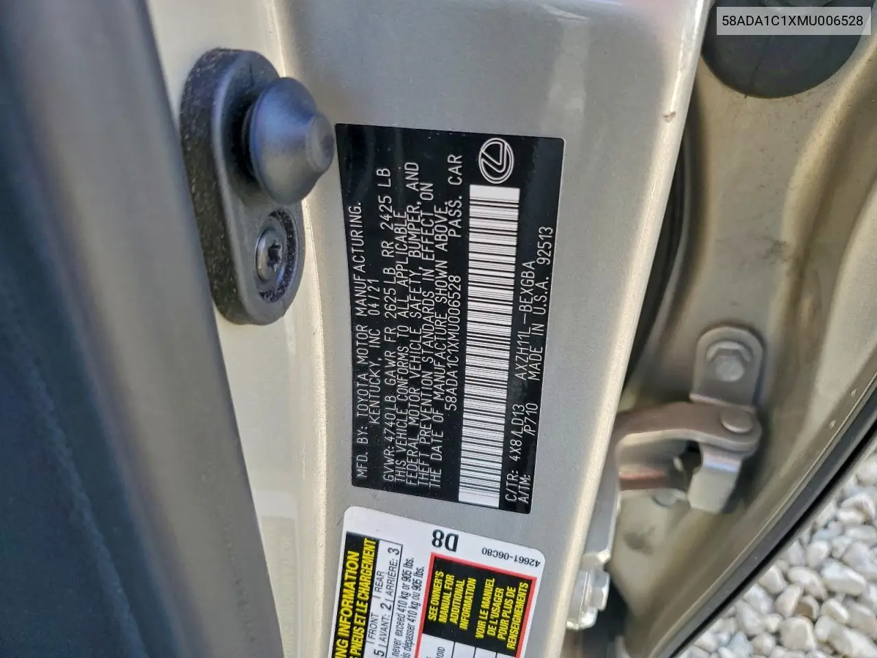 58ADA1C1XMU006528 2021 Lexus Es 300H
