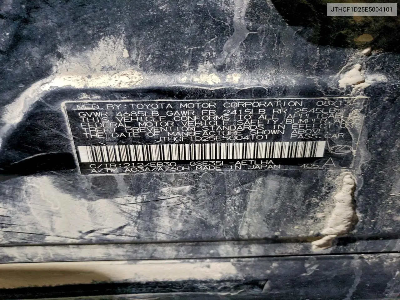 JTHCF1D25E5004101 2014 Lexus Is 250