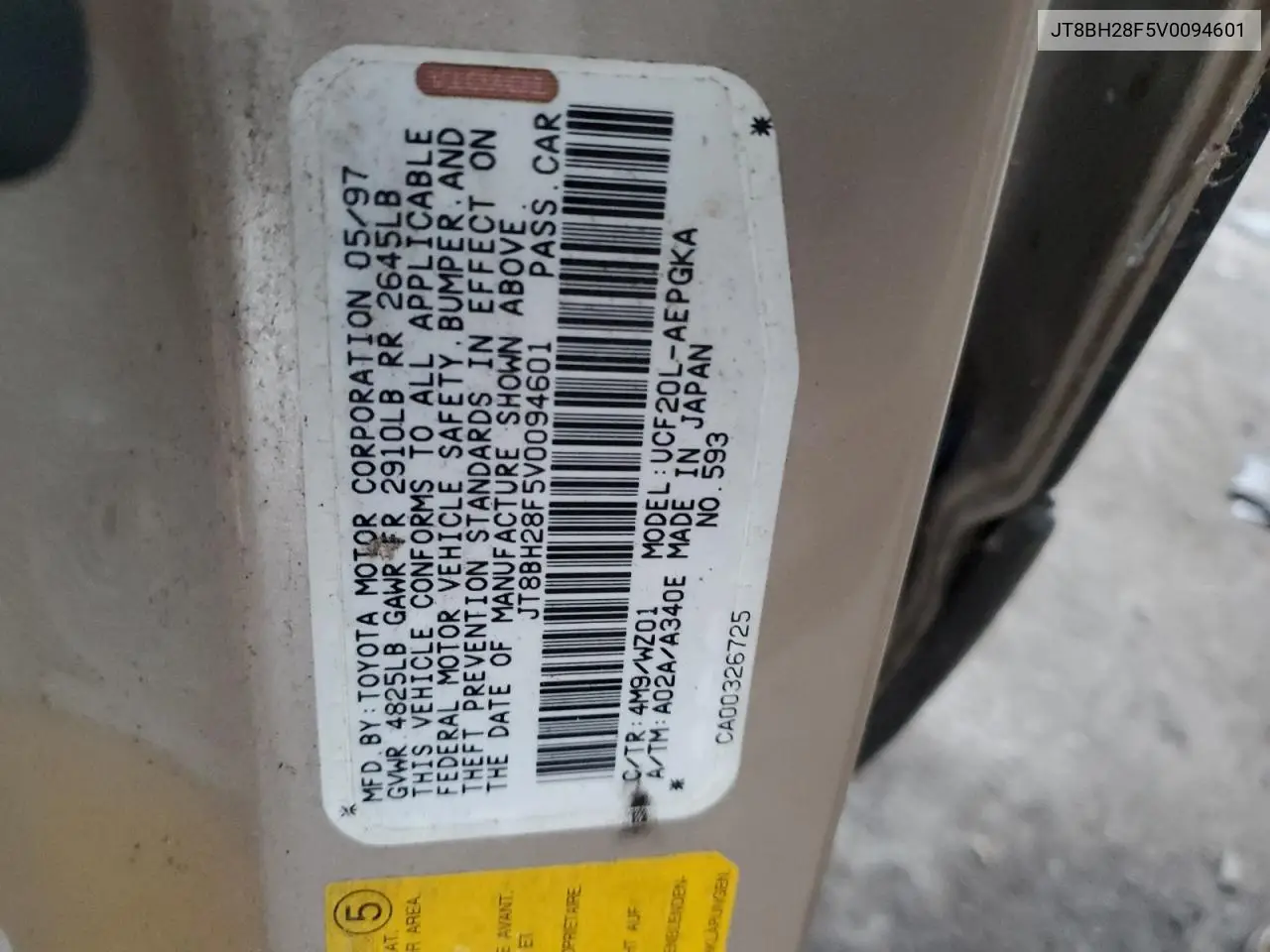 JT8BH28F5V0094601 1997 Lexus Ls 400