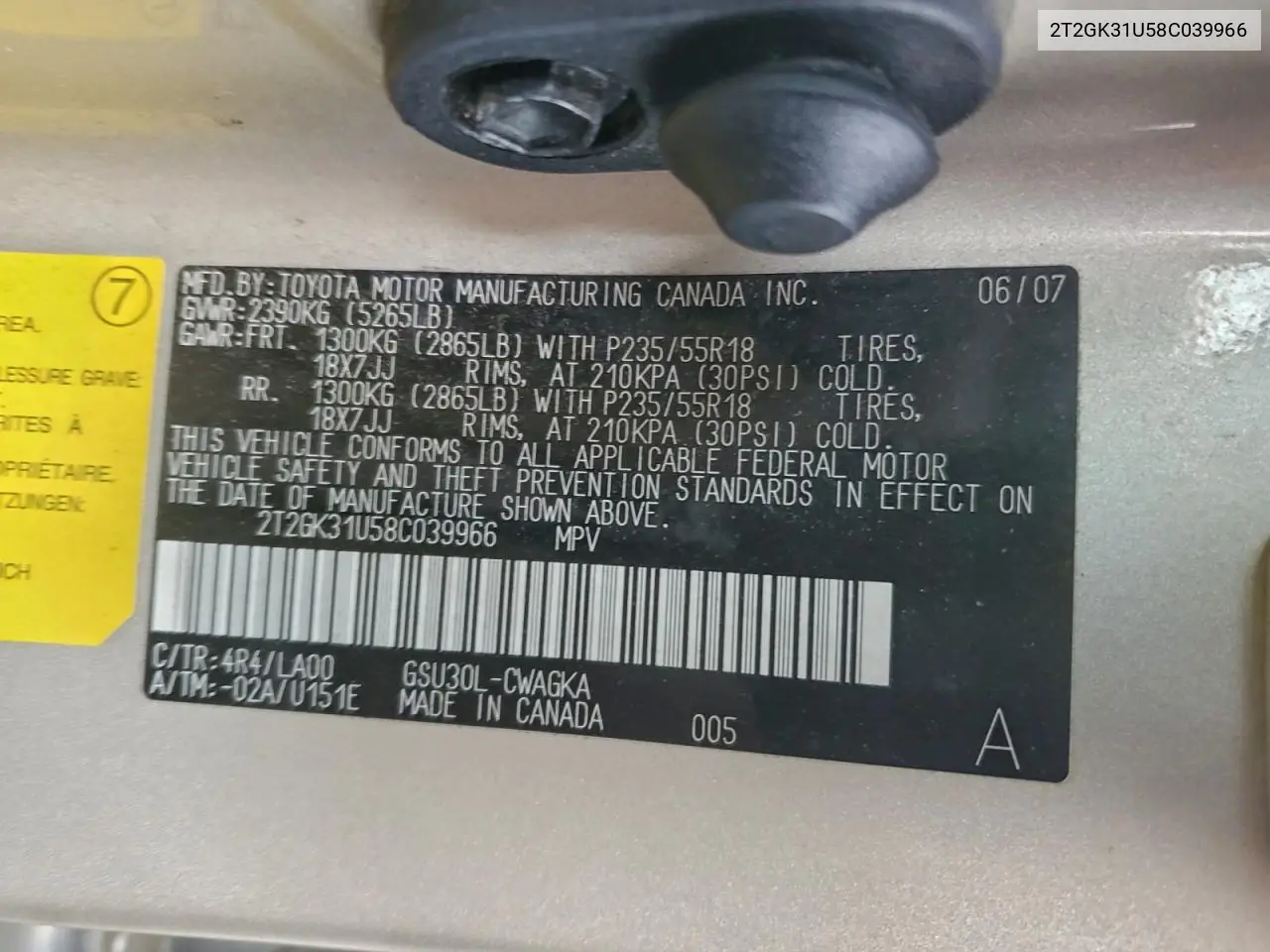 2T2GK31U58C039966 2008 Lexus Rx 350
