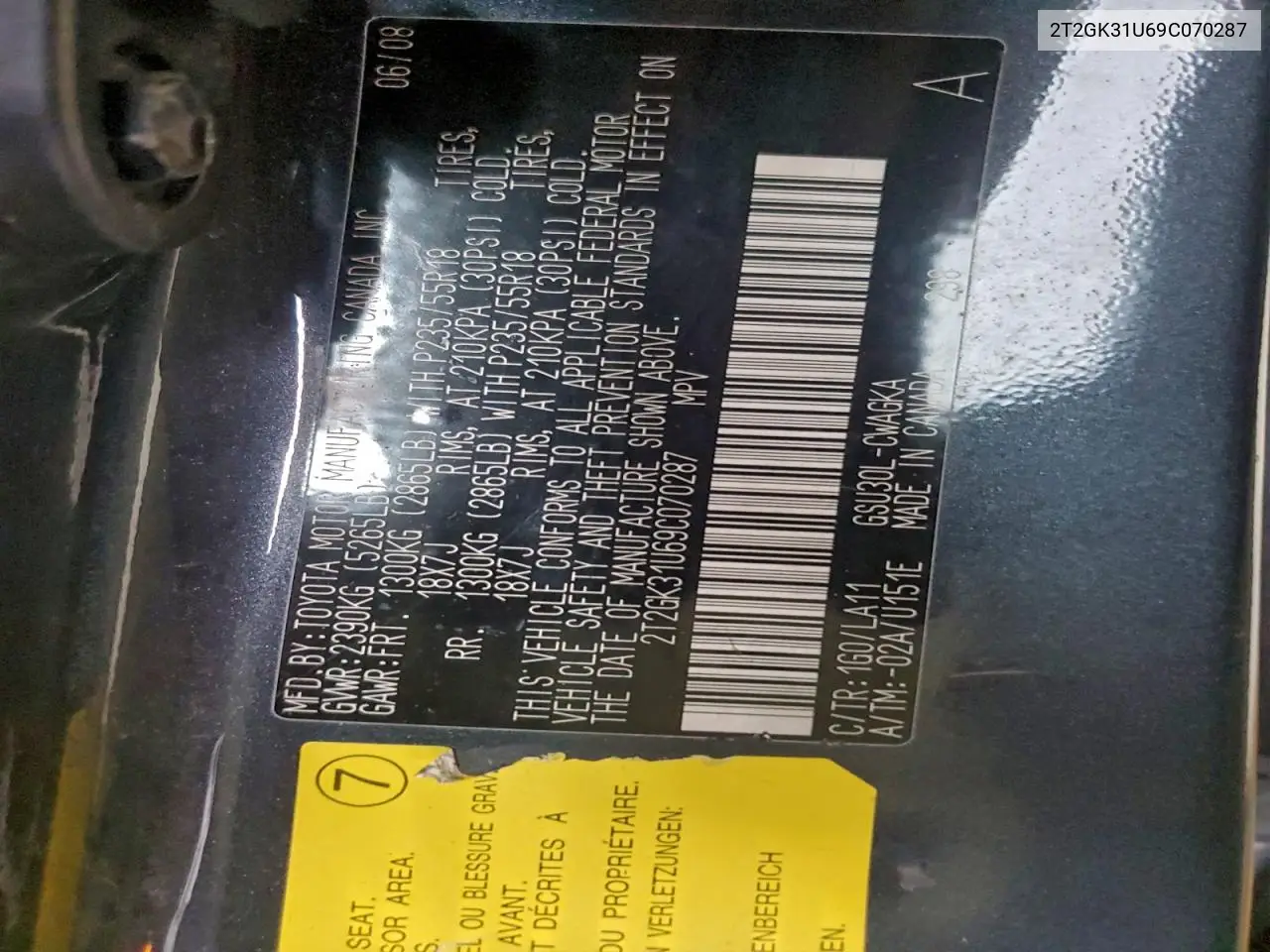 2T2GK31U69C070287 2009 Lexus Rx 350