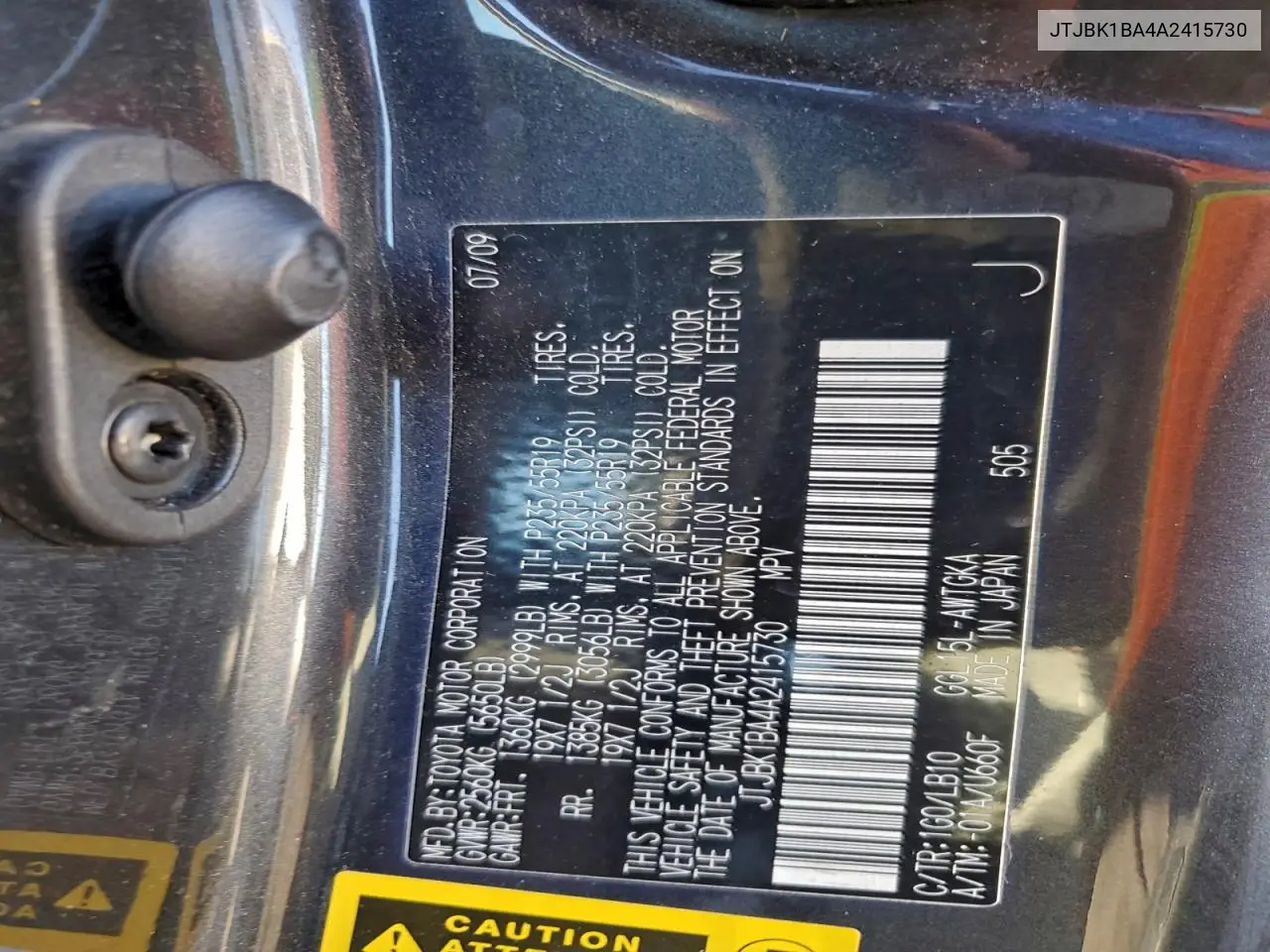 JTJBK1BA4A2415730 2010 Lexus Rx 350