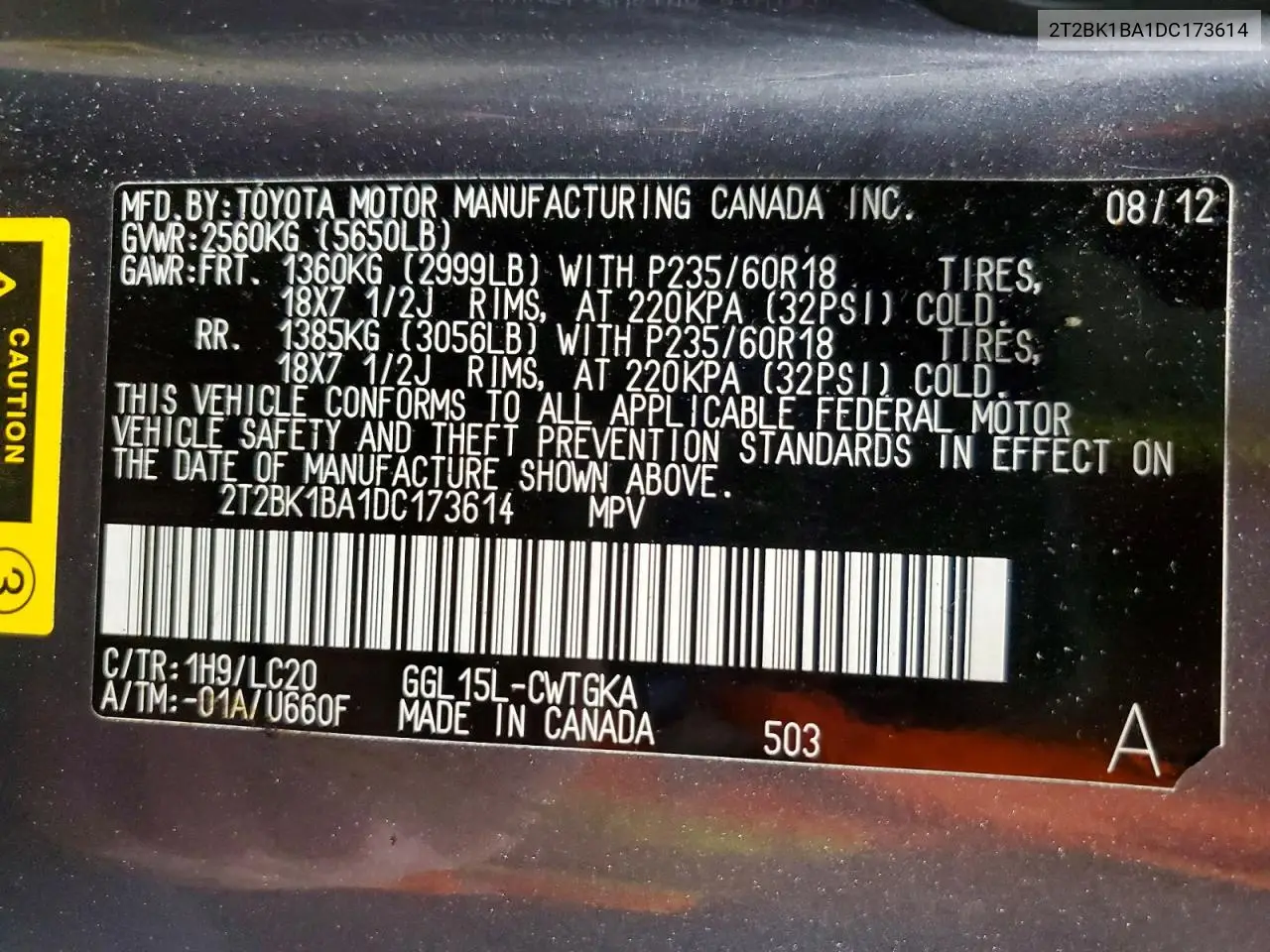 2T2BK1BA1DC173614 2013 Lexus Rx 350 Base
