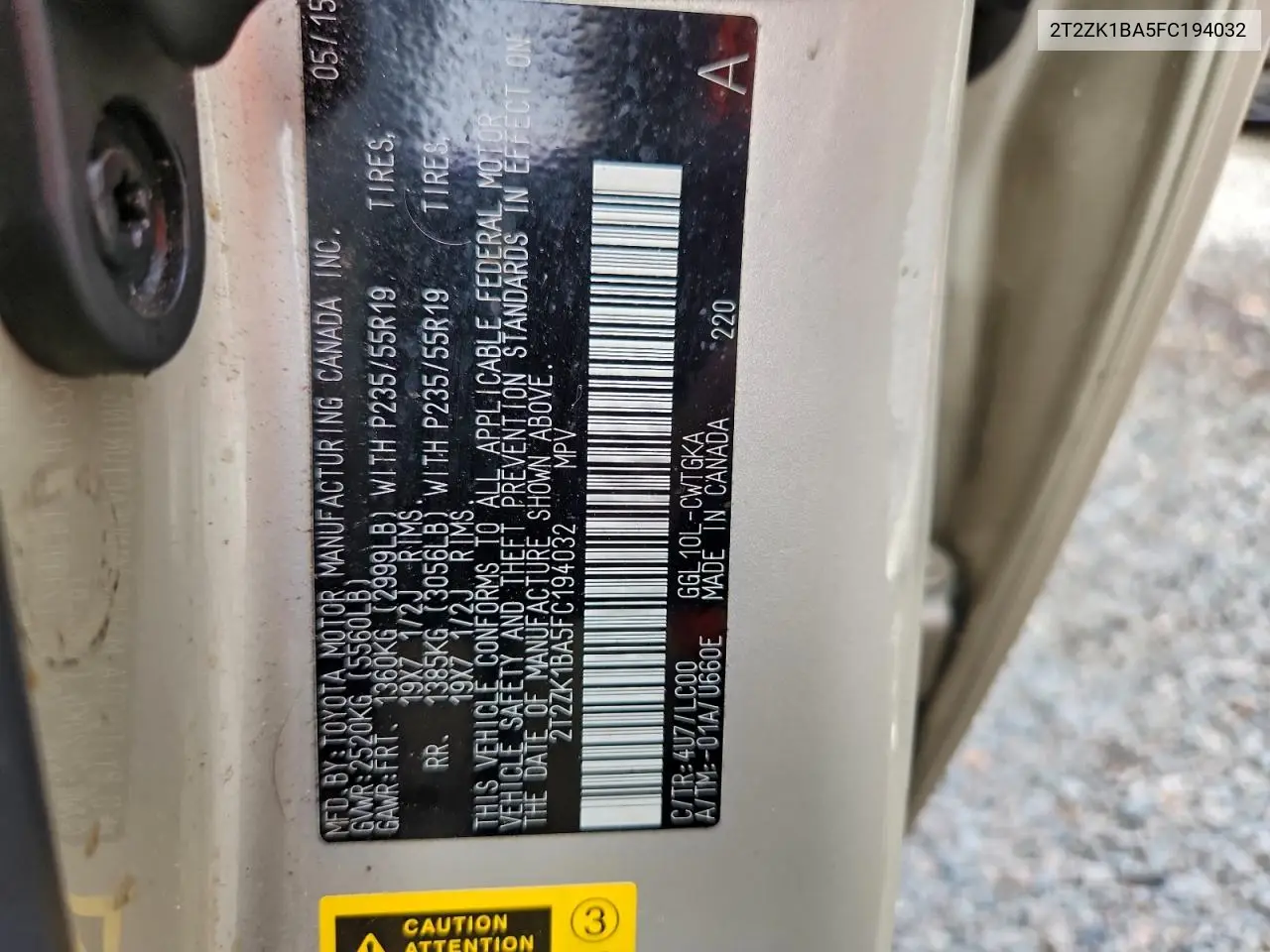 2T2ZK1BA5FC194032 2015 Lexus Rx 350