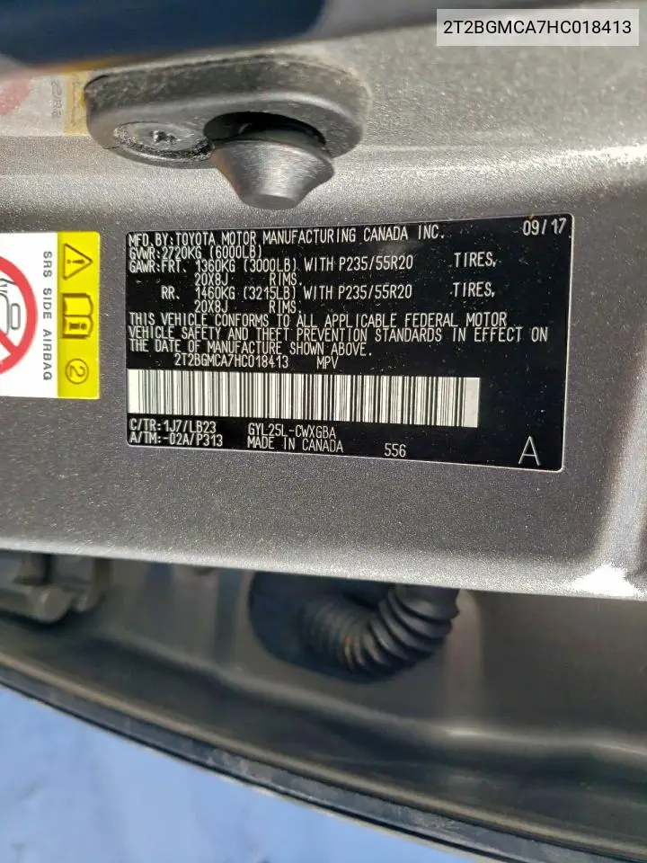 2T2BGMCA7HC018413 2017 Lexus Rx 450H Base