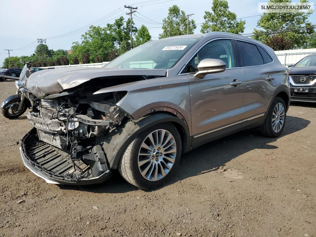 2018 Lincoln Mkc Reserve VIN: 5LMCJ3D93JUL28567 Lot: 59221924