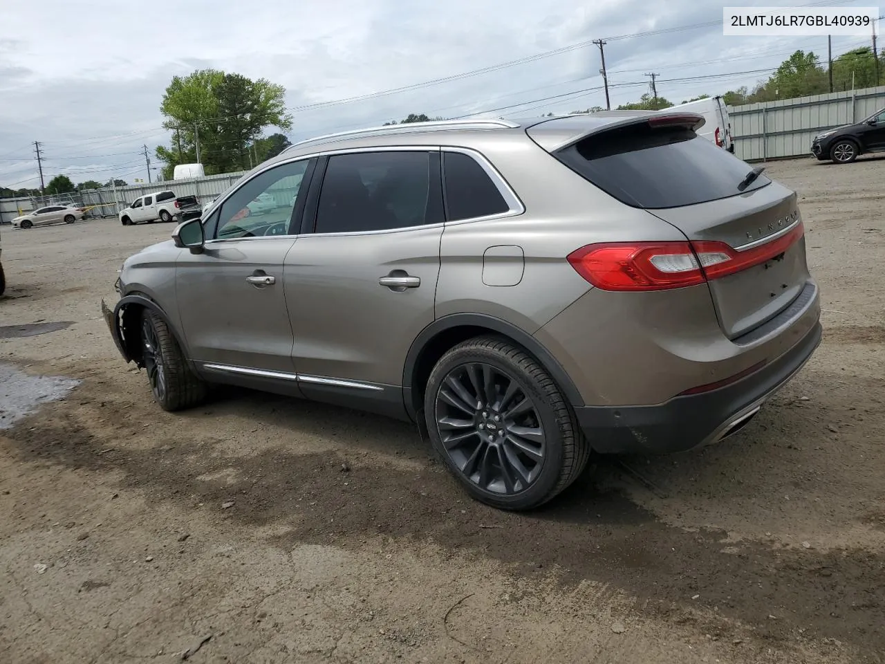 2LMTJ6LR7GBL40939 2016 Lincoln Mkx Reserve