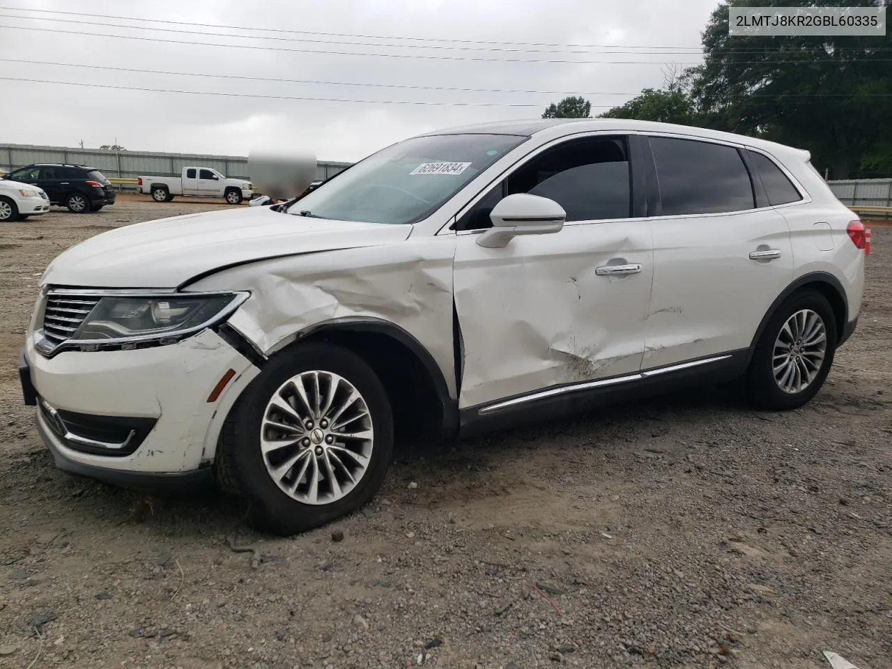 2016 Lincoln Mkx Select VIN: 2LMTJ8KR2GBL60335 Lot: 62691834