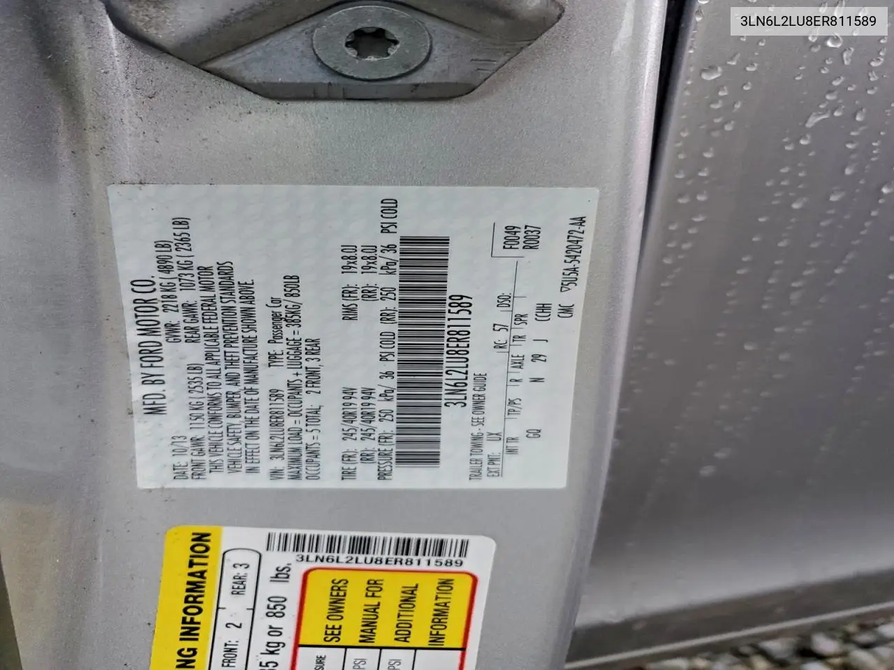 3LN6L2LU8ER811589 2014 Lincoln Mkz Hybrid