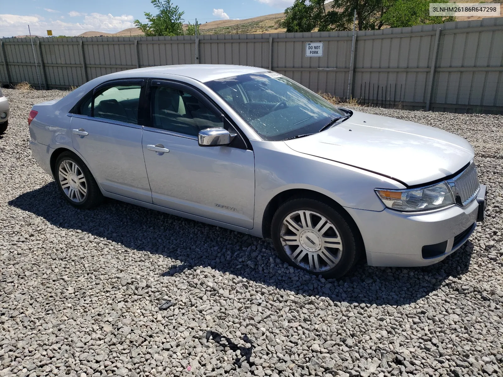 2006 Lincoln Zephyr VIN: 3LNHM26186R647298 Lot: 63862884