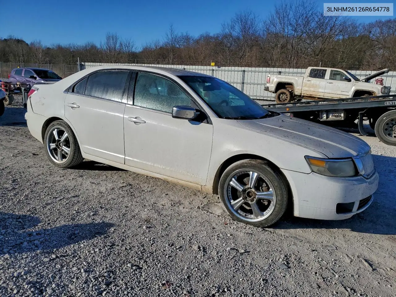 2006 Linc Mkz VIN: 3LNHM26126R654778 Lot: 99626515