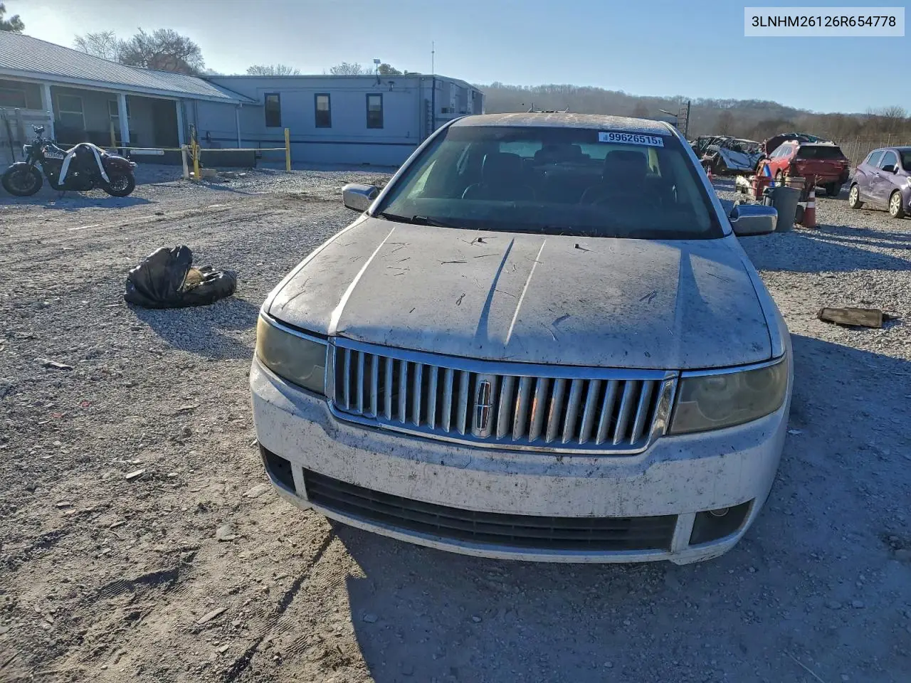 2006 Linc Mkz VIN: 3LNHM26126R654778 Lot: 99626515
