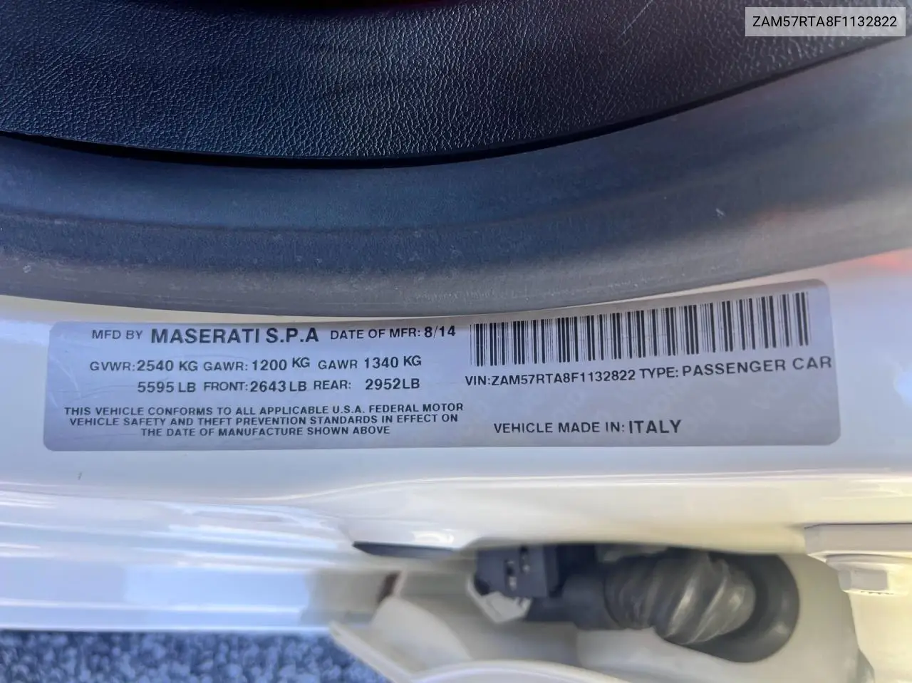 ZAM57RTA8F1132822 2015 Maserati Ghibli S