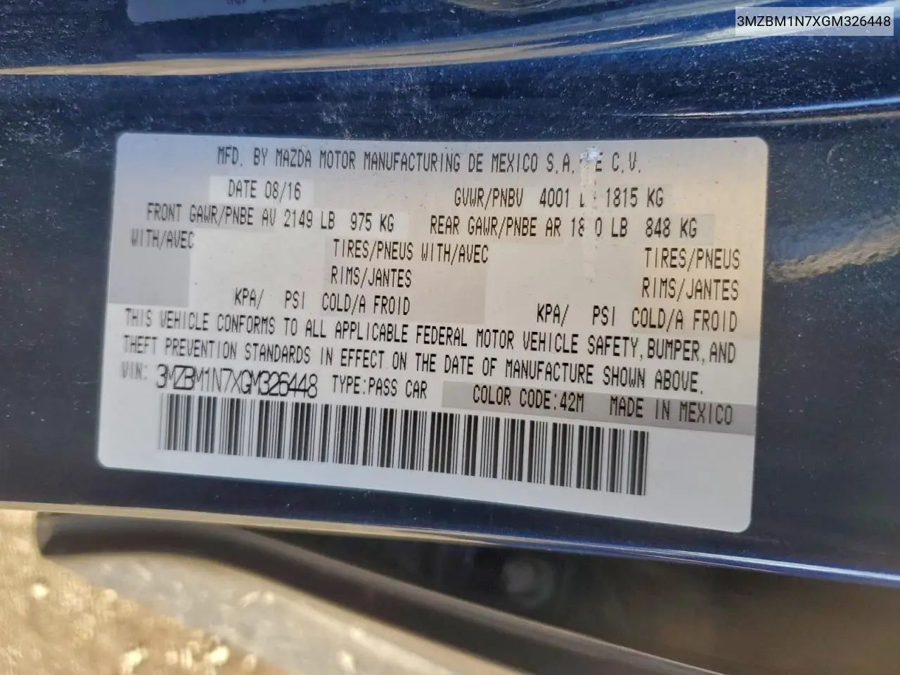 3MZBM1N7XGM326448 2016 Mazda 3 Grand Touring
