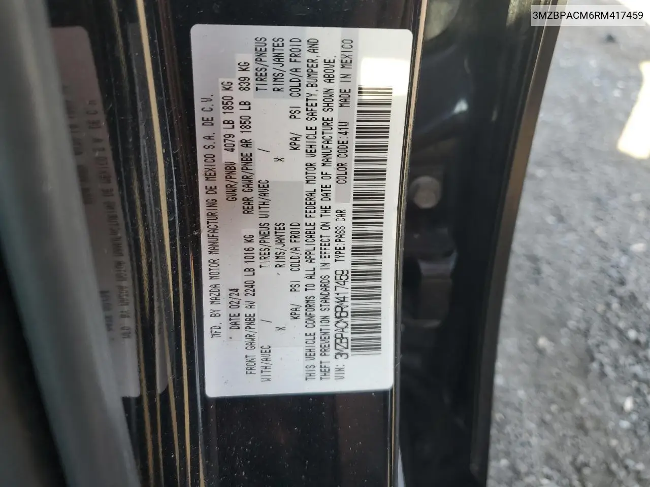 3MZBPACM6RM417459 2024 Mazda 3 Preferred