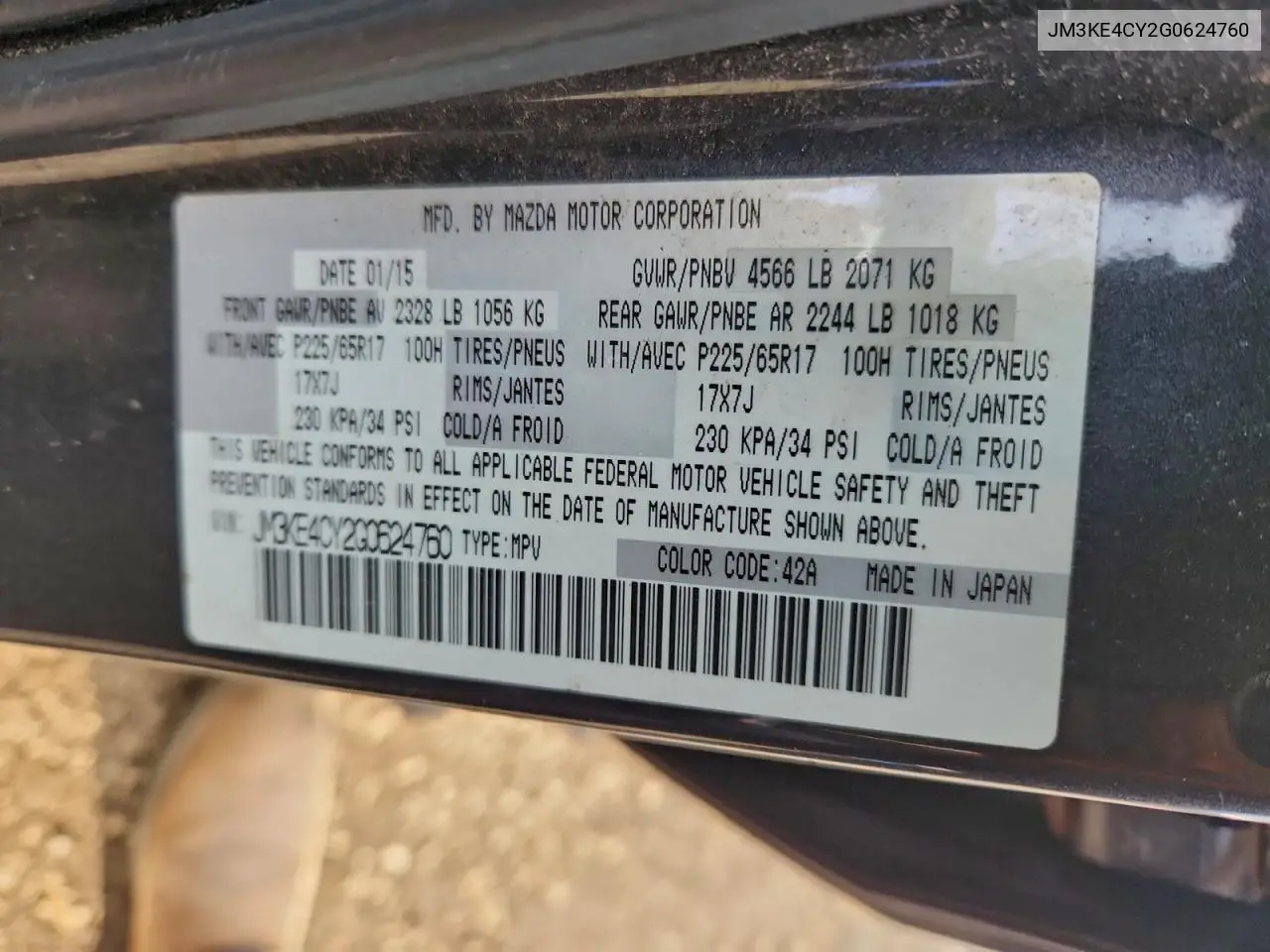 JM3KE4CY2G0624760 2016 Mazda Cx-5 Touring