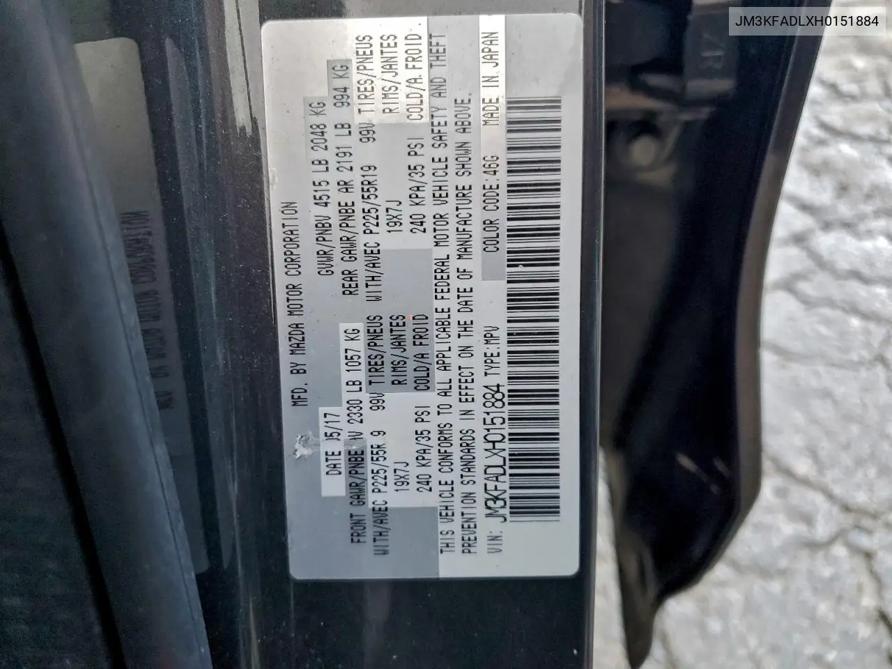 JM3KFADLXH0151884 2017 Mazda Cx-5 Grand Touring