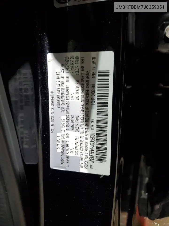 JM3KFBBM7J0359051 2018 Mazda Cx-5 Sport