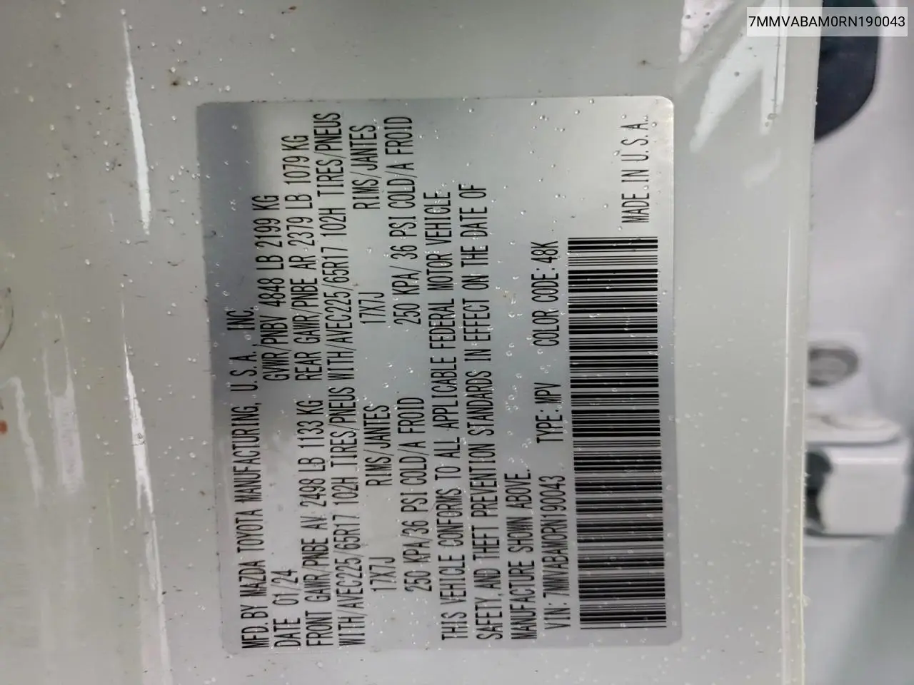 7MMVABAM0RN190043 2024 Mazda Cx-50 Select