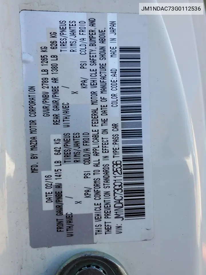 JM1NDAC73G0112536 2016 Mazda Mx-5 Miata Club