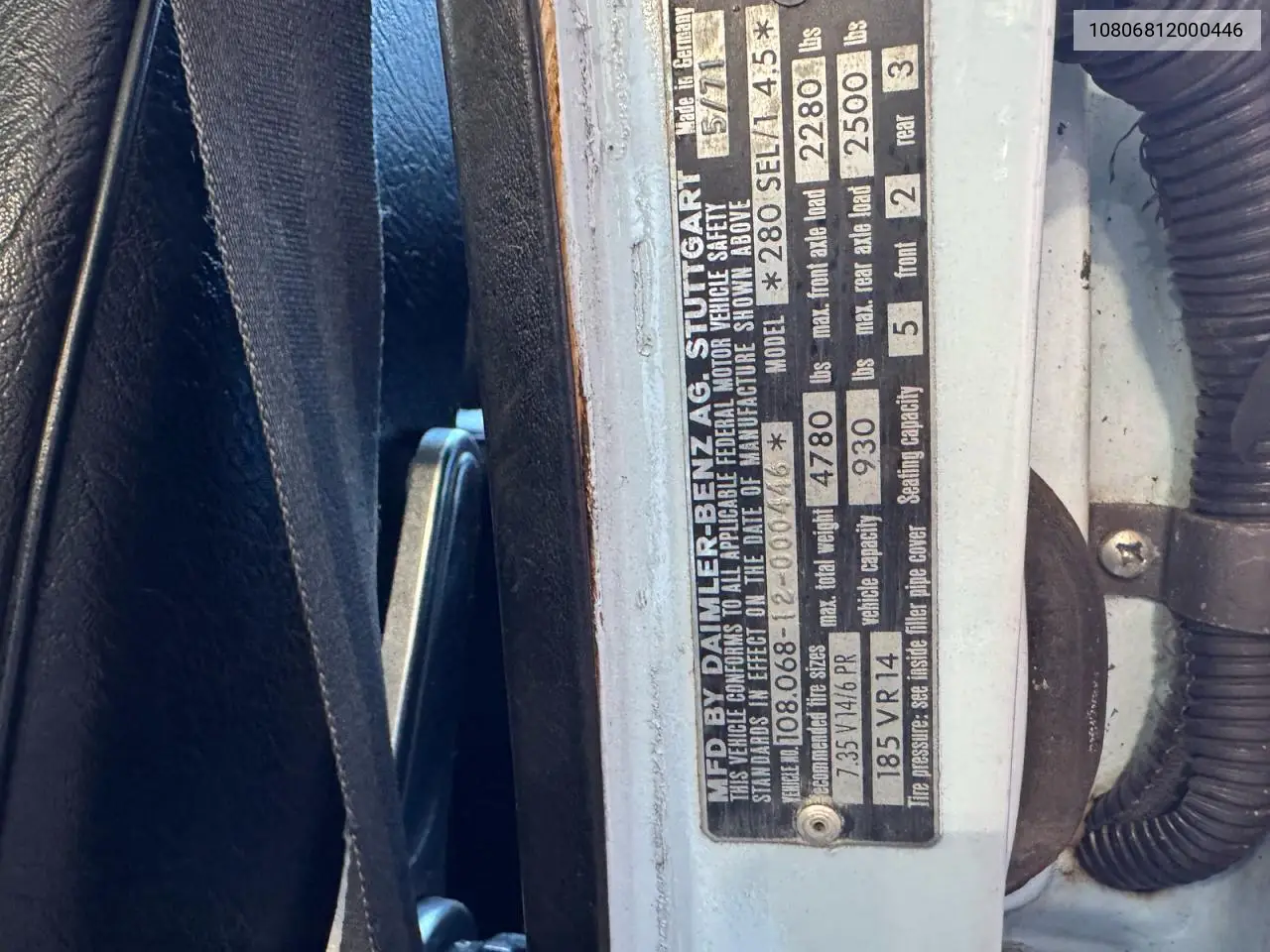 10806812000446 1972 Mercedes Benz 280Sel 4.5