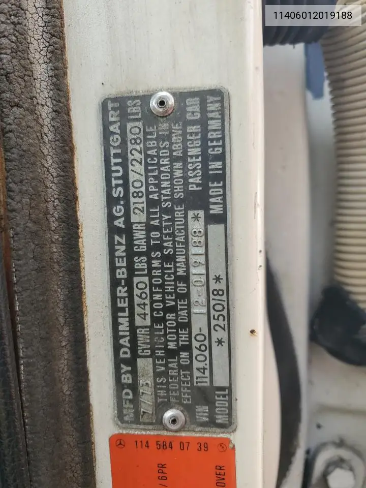 11406012019188 1973 Mercedes Benz 280