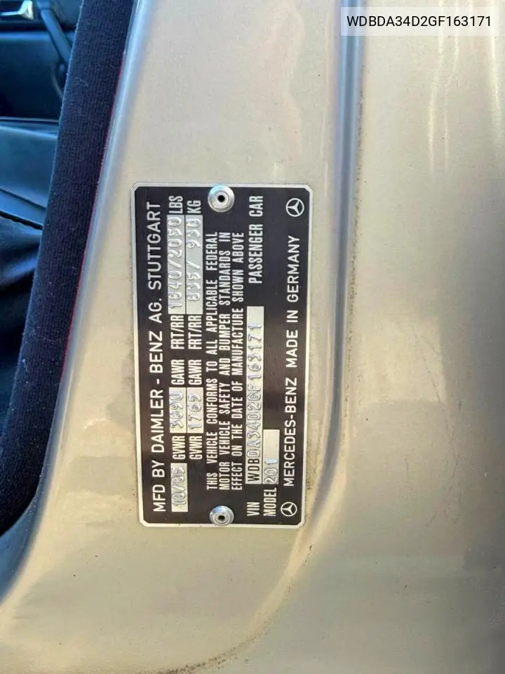WDBDA34D2GF163171 1986 Mercedes-Benz 190 E 2.3-16