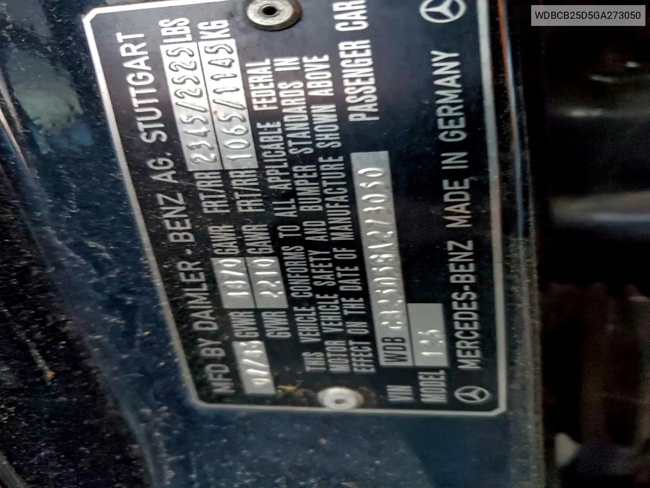 WDBCB25D5GA273050 1986 Mercedes-Benz 300 Sdl