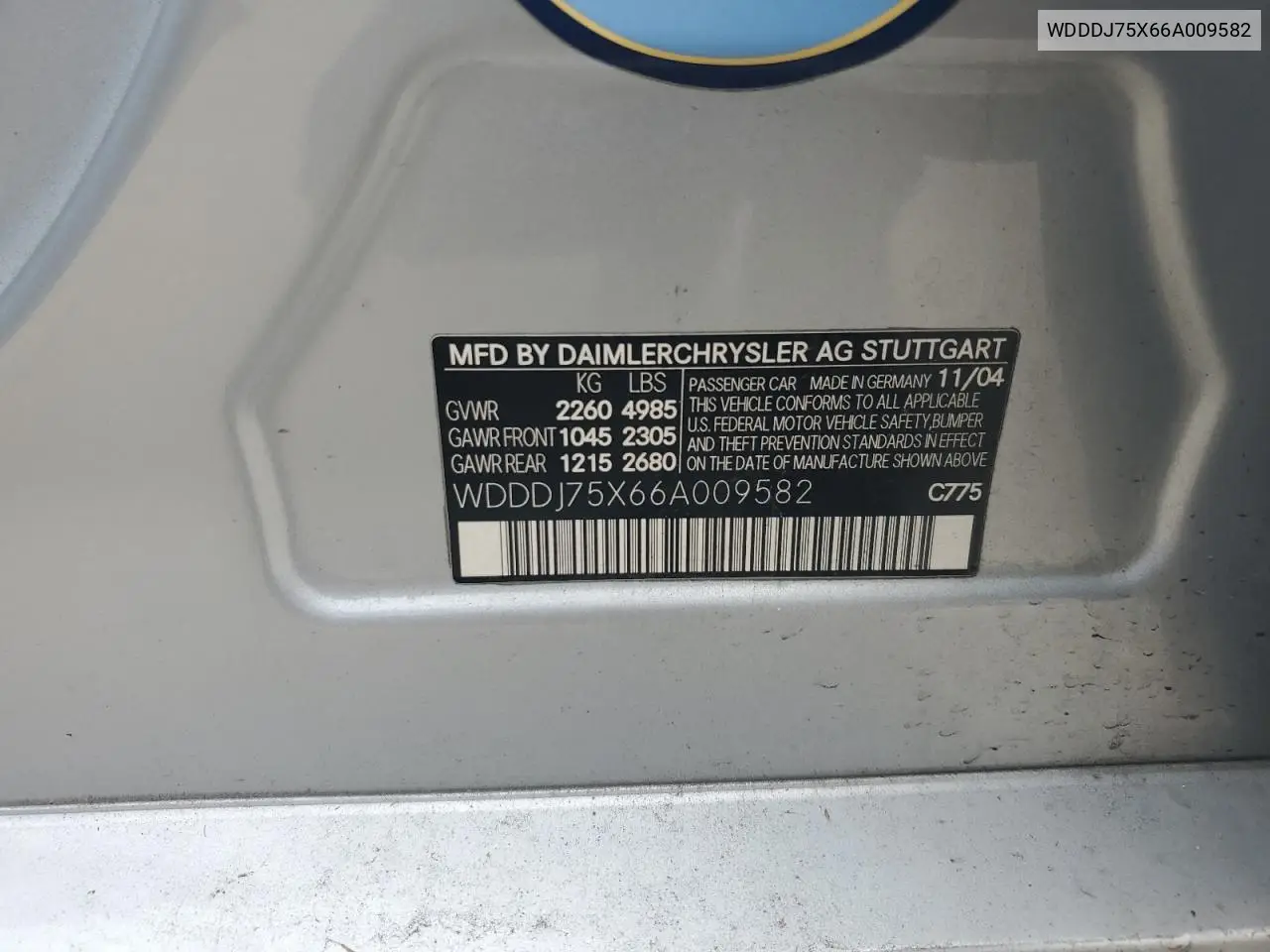 WDDDJ75X66A009582 2006 Mercedes-Benz Cls 500C