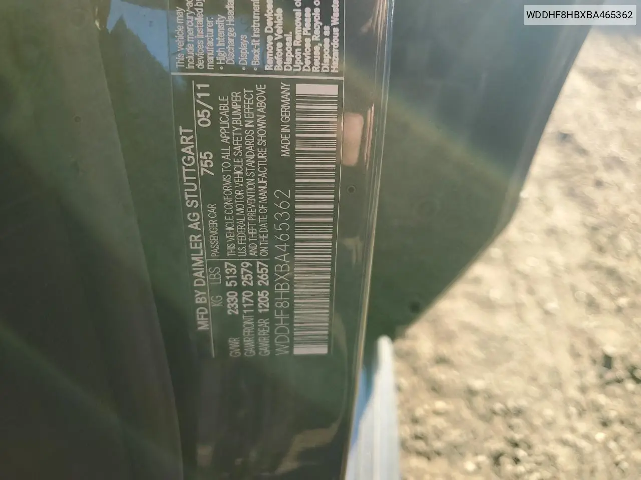 WDDHF8HBXBA465362 2011 Mercedes-Benz E 350 4Matic
