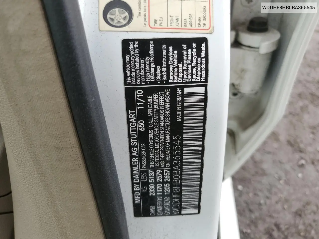 WDDHF8HB0BA365545 2011 Mercedes-Benz E 350 4Matic