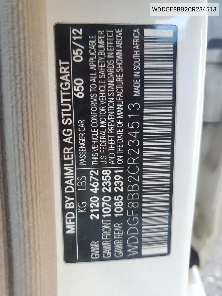 WDDGF8BB2CR234513 2012 Mercedes-Benz C 300 4Matic