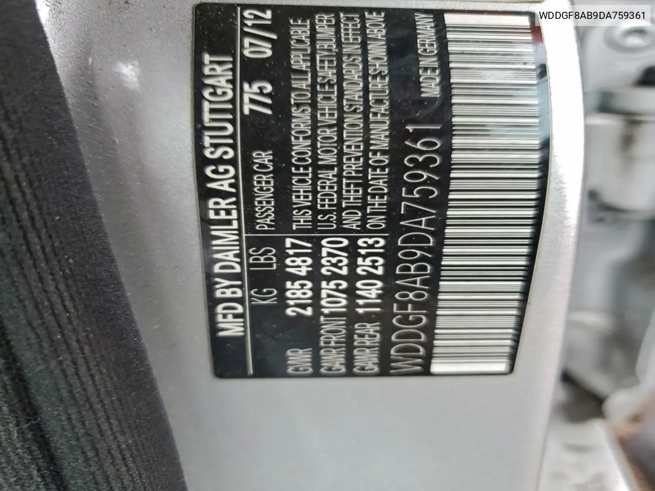 WDDGF8AB9DA759361 2013 Mercedes-Benz C 300 4Matic