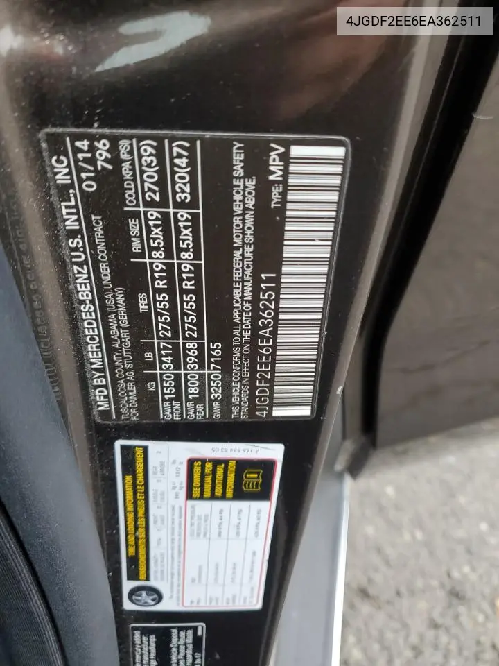 4JGDF2EE6EA362511 2014 Mercedes-Benz Gl 350 Bluetec