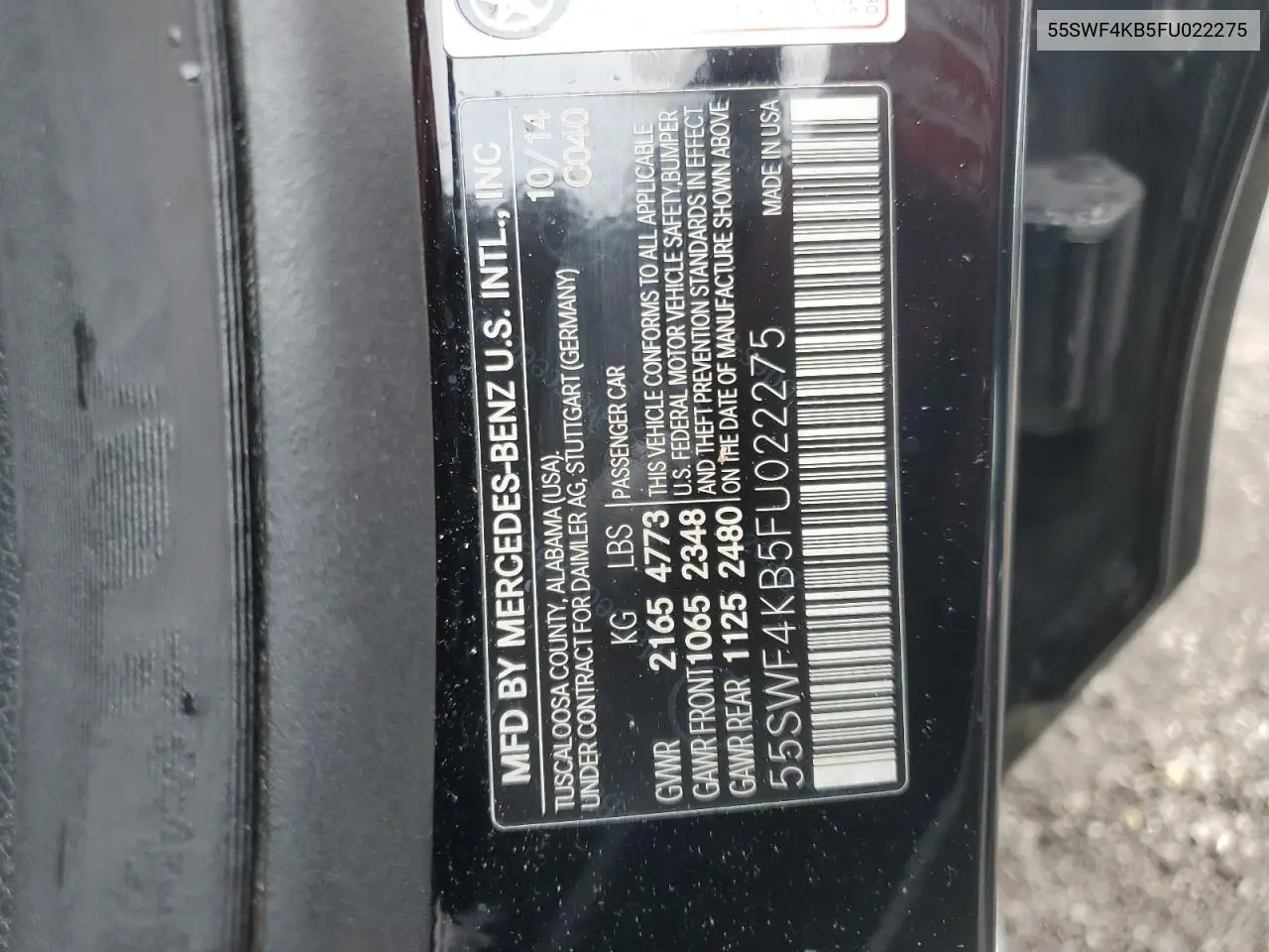 55SWF4KB5FU022275 2015 Mercedes-Benz C 300 4Matic
