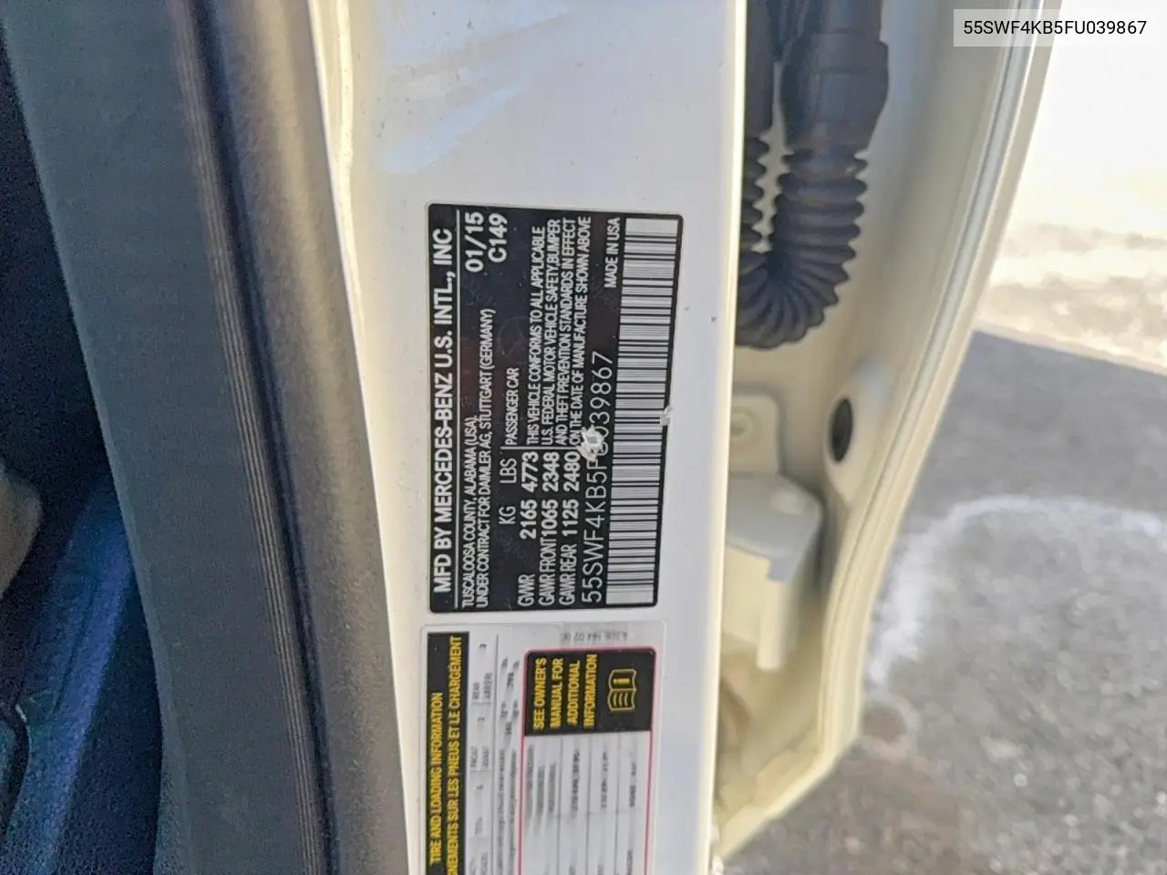 55SWF4KB5FU039867 2015 Mercedes-Benz C 300 4Matic