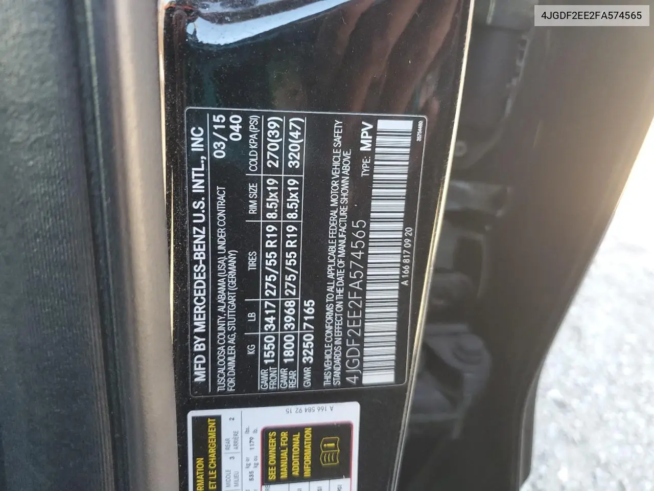 4JGDF2EE2FA574565 2015 Mercedes-Benz Gl 350 Bluetec
