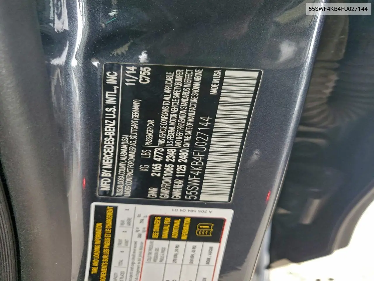 55SWF4KB4FU027144 2015 Mercedes-Benz C 300 4Matic