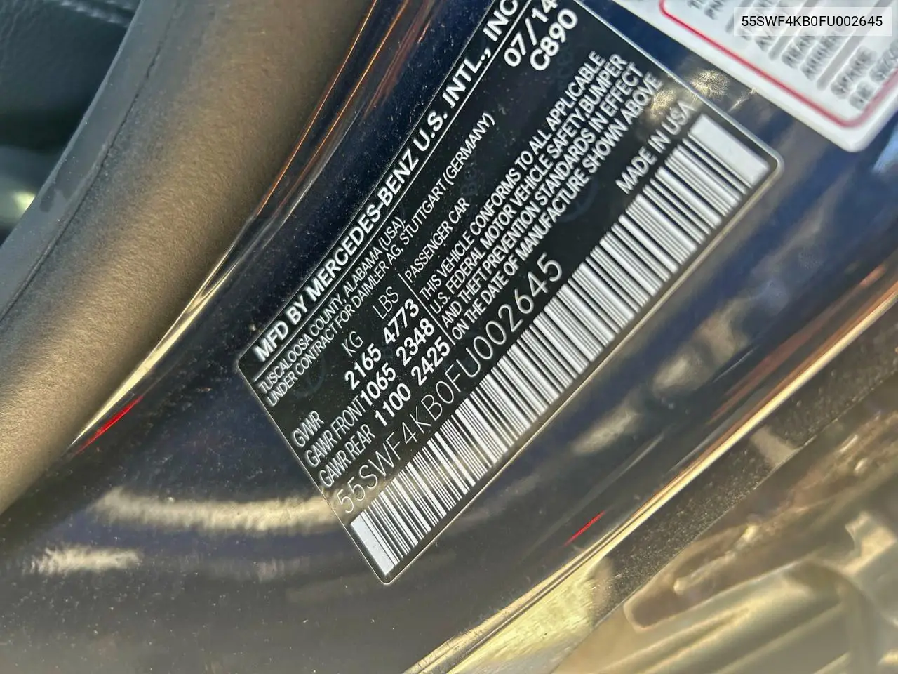 55SWF4KB0FU002645 2015 Mercedes-Benz C 300 4Matic