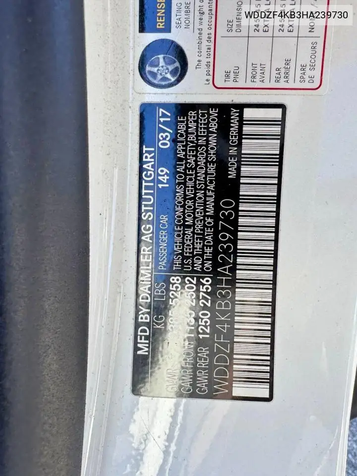 WDDZF4KB3HA239730 2017 Mercedes-Benz E 300 4Matic